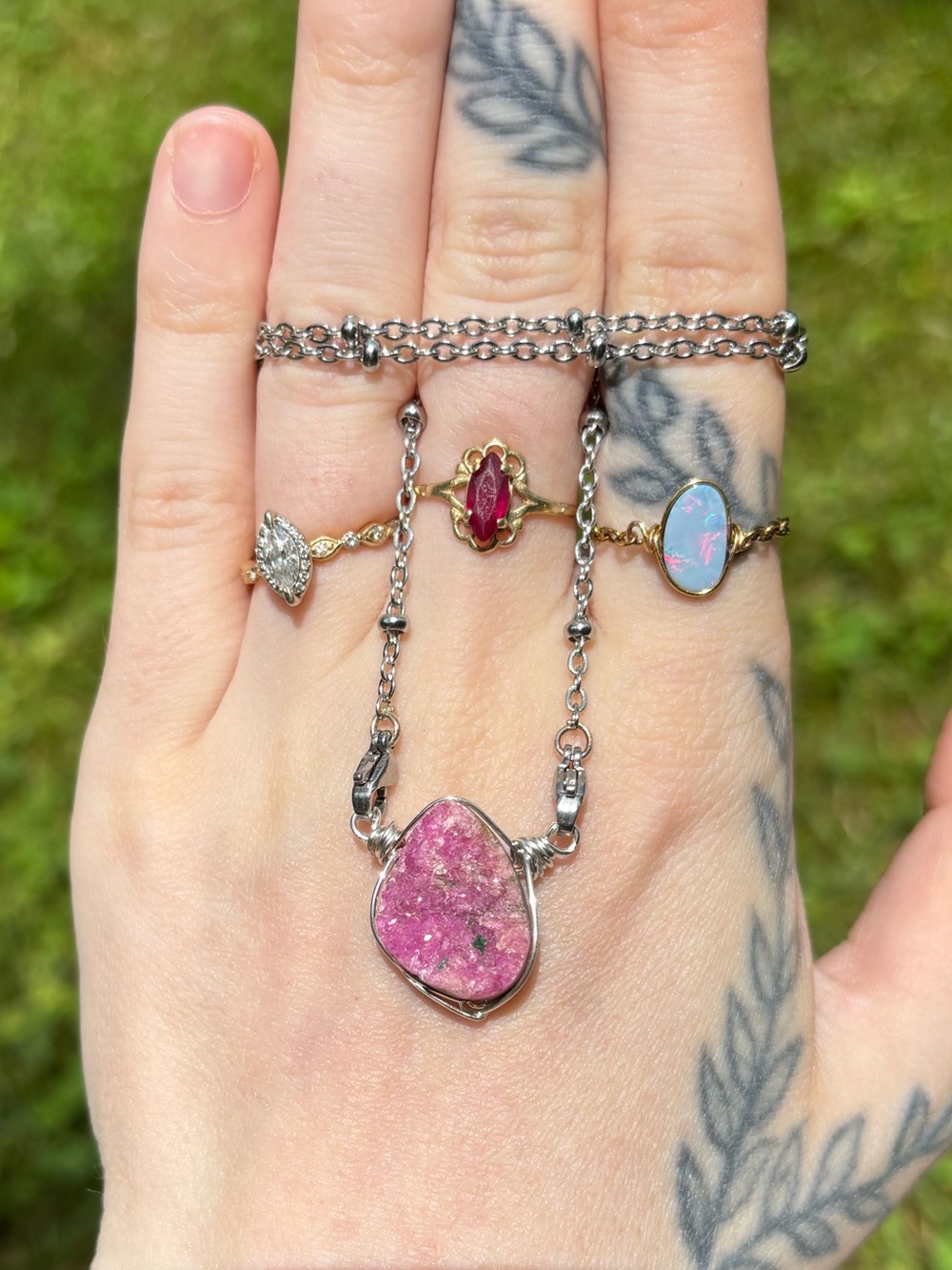 Pink calbolto calcite interchangeable necklace